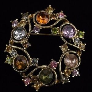 Enameled Rhinestone Dazzling Brooch